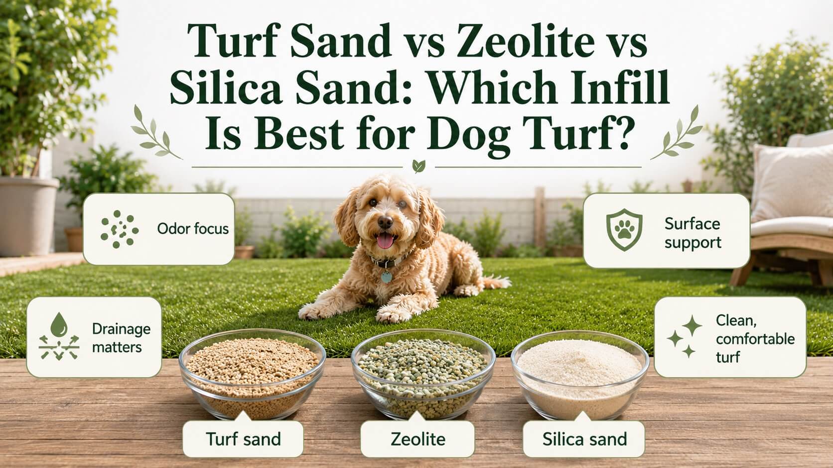 Turf Sand vs Zeolite vs Silica Sand: Which Infill Is Best for Dog Turf?