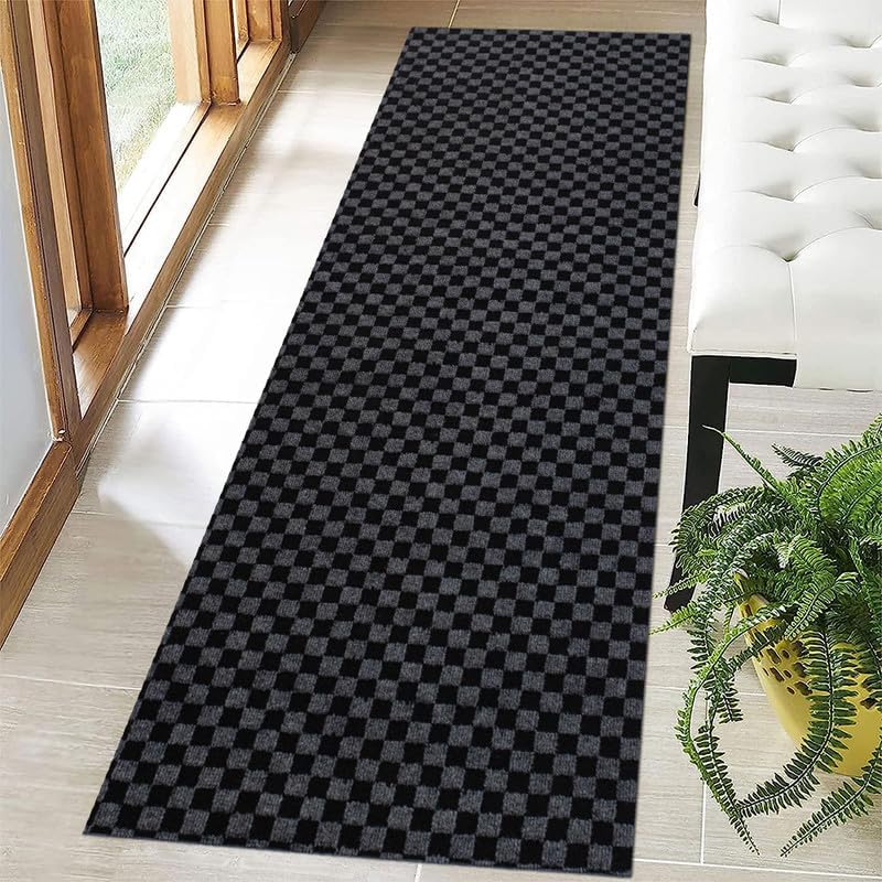 PetGrow Grey Heavy Duty Hallway Runner Rug