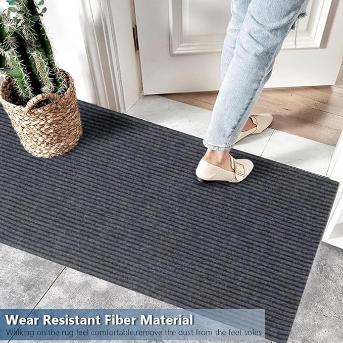 PetGrow Grey Stripe Hallway Runner Rug