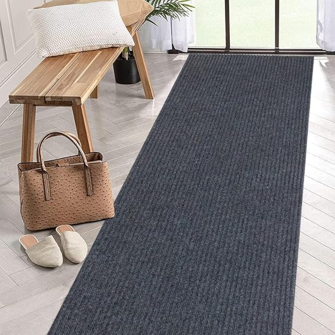 PetGrow Grey Stripe Hallway Runner Rug