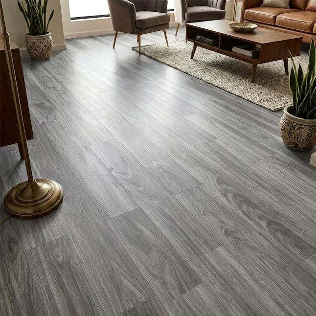 PetGrow Heather Gray Peel and Stick Vinyl Plank Flooring – 54 Sq. Ft., 36-Pack