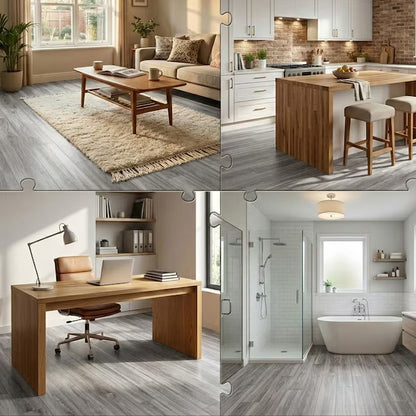 PetGrow Heather Gray Peel and Stick Vinyl Plank Flooring – 54 Sq. Ft., 36-Pack