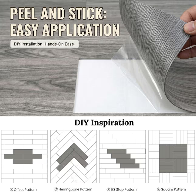 PetGrow Heather Gray Peel and Stick Vinyl Plank Flooring – 54 Sq. Ft., 36-Pack