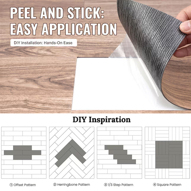 PetGrow Barnwood Peel and Stick Vinyl Plank Flooring – 54 Sq. Ft., 36-Pack